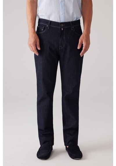 Ysf Erkek Lacivert Likralı Pamuklu Regular Fit Jean Kot Pantolon