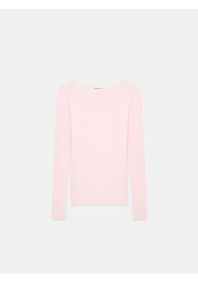 Dilvin 10840 Kayık Yaka Kaşmirli Ultra Hafif Triko Kazak-toz Pembe Toz Pembe