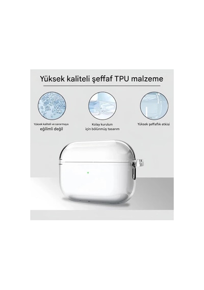Zenvia Airpods Pro 3. Nesil İle Uyumlu Şeffaf Cyrstal Clear Ultra Berrak Kılıf Kulaklık Değildir Znv2026