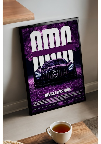Mercedes Amg Siyah Ahşap Çerçeveli Poster, Dekoratif Araba Duvar Tablosu