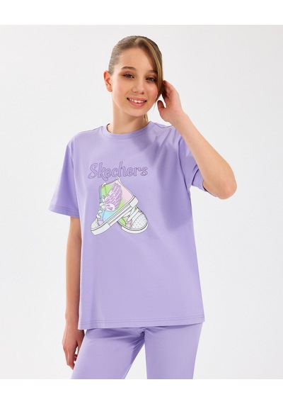 Skechers G Graphic Tee T-shirt Büyük Kız Çocuk Mor Tshirt Sk2510019-505 Mor