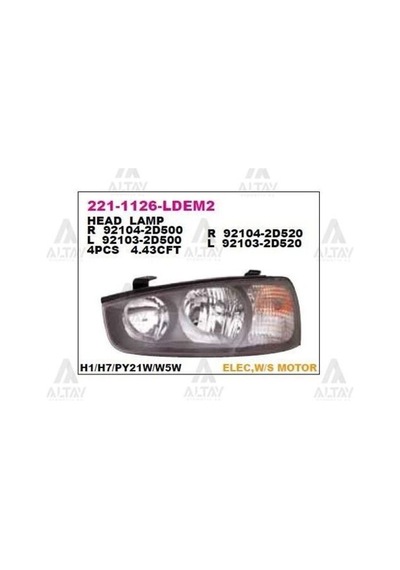 Depo 2211126lldem2 Ön Far Sol Motorlu Siyah Elantra 02-02 921012d120