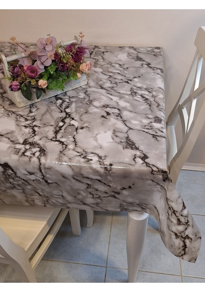 Şeffaf 0.018 Mm Pvc Muşamba - Desenli Silinebilir Şeffaf Masa Örtüsü Ns26 Gri
