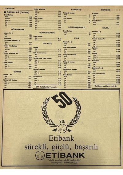 Manisa 1987 Meslek Reklam İlanı Efemera S-15
