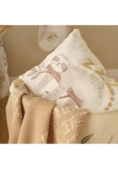 Sloth Hayvan Baskılı%70 Pamuk%30 Polyester Oyuncak Sepeti, Çok Renkli, 36x40 Cm Açık Bej
