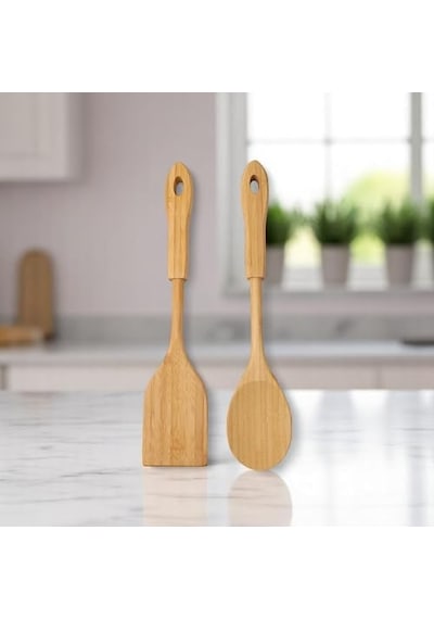Tr Bambu 2'li Servis Seti, Tavalarınız Ve Kızarmanız İçin Spatula, Servisleriniz İçin Büyük Kaşık 2 Adet L Diğer