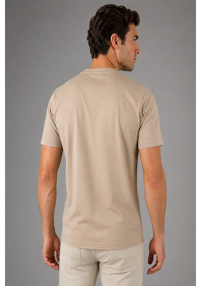 Bisse Bej Bisiklet Yaka T-shirt Ts26y26100 07
