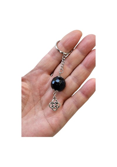Siyah Oniks Taşı Anahtarlık 465-3 Siyah