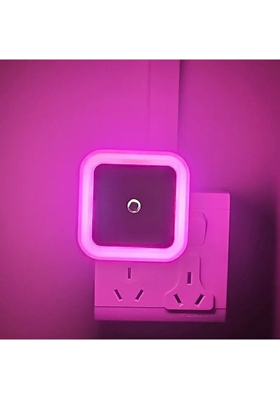 Fotoselli Led Gece Lambası, Pembe Renk Sensörlü Gece Lambası, 1 Watt Pembe Renk Led Gece Lambası Pembe