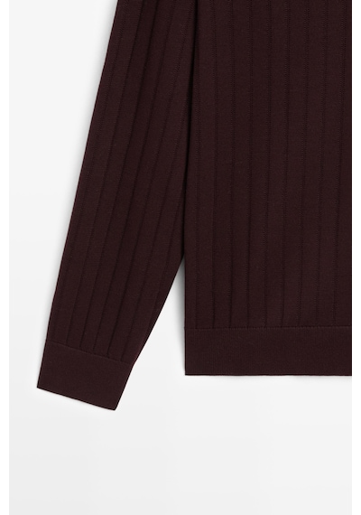 Danger Erkek Polo Yaka Fitilli Triko Kazak Bordo