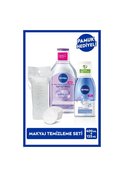 Yatıştırıcı Micellar Makyaj Temizleme Suyu 400ml Ve Göz Makyaj Temizleyici 125ml, Pamuk Hediye