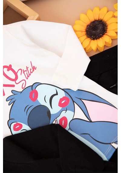 Karakter Baskılı Penye Ceketli - Penye Sweatshirt - Penye Pantolonlu Kız Çocuk 3lü Takım Siyah