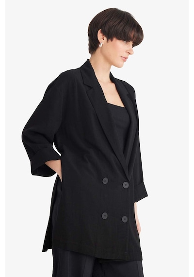Defacto Regular Fit Ceket Yaka Pamuklu Blazer Ceket G0397ax25aubk81 Siyah