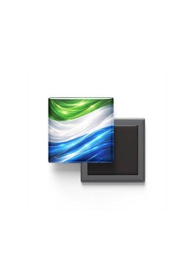 9x9 Cm Buzdolap Magnetleri - Sierra Leone - 2'li Pul Ve Bayrak Seti