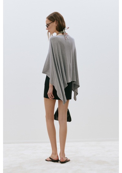 Suud Collection Gri Rae Penye Pelerin