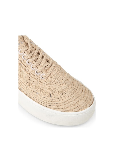 Deery Kadın Bej Renkli Örgü Detaylı Sneaker Ayakkabı - K0046zbejm01