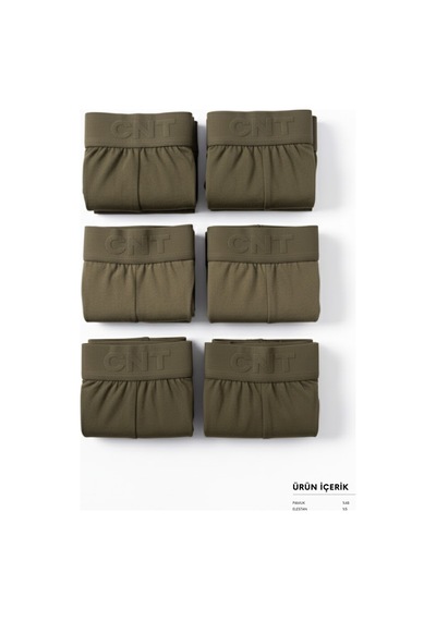 Cnt Erkek Boxer Likralı 6'lı Haki Renk Premium Paket Trendybee Haki Haki