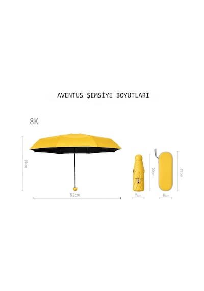 Aventus Kapsül Şemsiye - Uv Korumalı Güneş Şemsiyesi Sarı