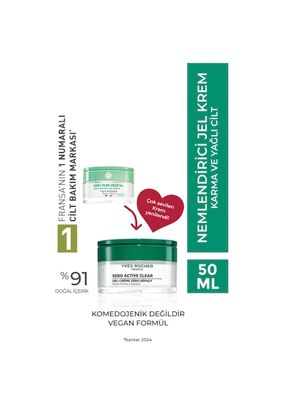 Karma Ve Yağlı Ciltler İçin Gözenek Sıkılaştırıcı Ve Nemlendirici Jel Dokulu Krem 50ml
