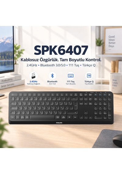 Philips SPK6407 Kablosuz Türkçe Q Klavye