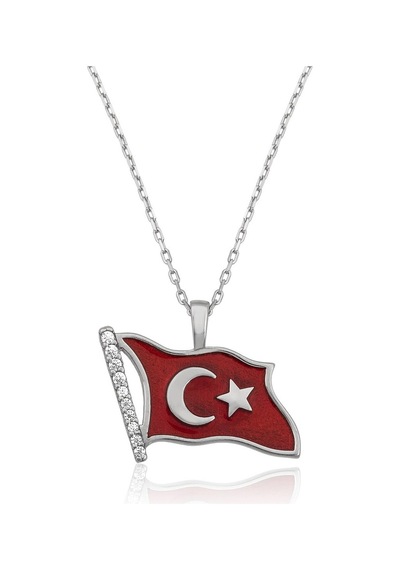Gümüş Türk Bayrağı Kolye (230982933)