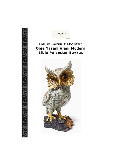 Delux Serisi Dekoratif Obje Yaşam Alanı Modern Biblo Polyester Baykuş