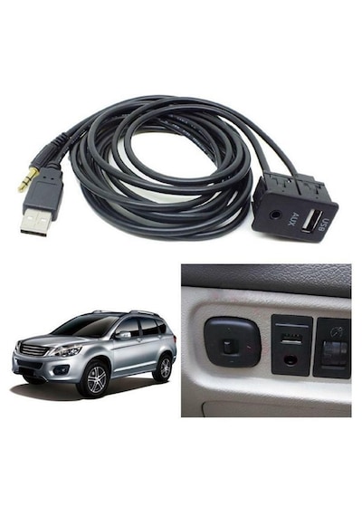 Araç İçi Kontrol Paneli Usb 3.5mm Dişi Erkek Uzatma Aux Kablosu