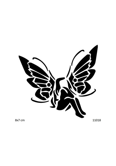 Airbrush Tattoo Kelebek Kız Yapışkanlı Stencil Süsleme Ve Boyama Kalıbı