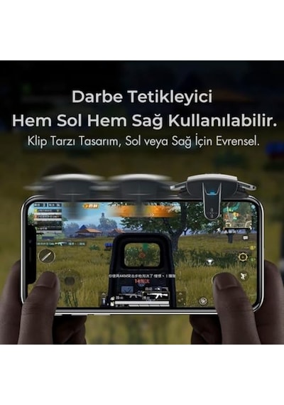 Ayrex Coofbe Profesyonel Yüksek Hassasiyetli 2 Adet Şarjlı Telefon Tetik Mobil Oyun Tetik Aparatı 4 Buton Nişan Ve