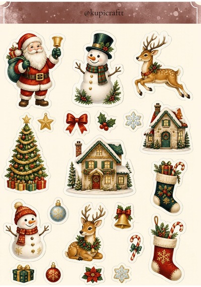 Yılbaşı Temalı Sticker Set - Yeniyıl-christmas-noel Temalı Etiket Seti - Ajanda Scrapbook Journal Pl 0