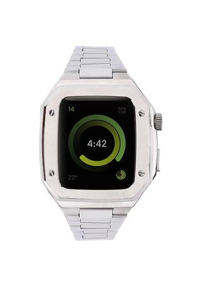 Newface Apple Watch 45mm Metal Petek Kasalı Kordon - Gümüş