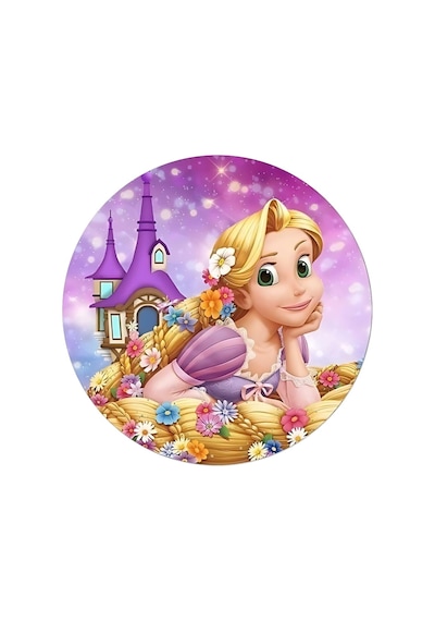 Yenilebilir Yuvarlak Pasta Resim Baskısı 20 Cm Şekerli Kağıt Rapunzel Temalı 17