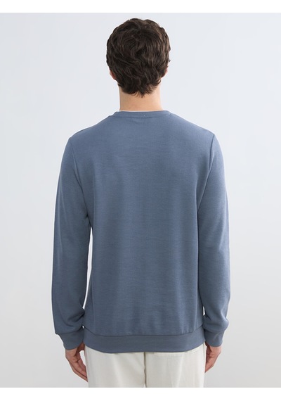 Lcwaıkıkı Classic İndigo Bisiklet Yaka Erkek Sweatshirt