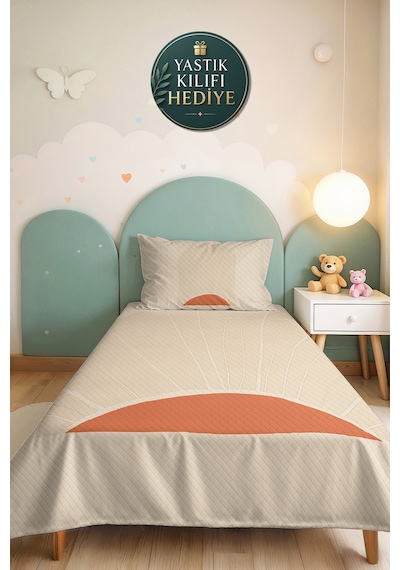 Minimal Güneş Ekru Genç Odası Tek Kişilik Boho Pike Takımı-modern 160x220cm Kapitone Yatak Örtüsü Keten Toprak Dengesi