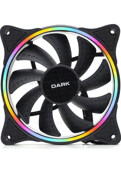 Dark Sessiz 12cm FRGB 1200 RPM, 36CFM, 22dBA 3Pin + Molex Sessiz, Siyah Kasa Fanı (DKCF126F)