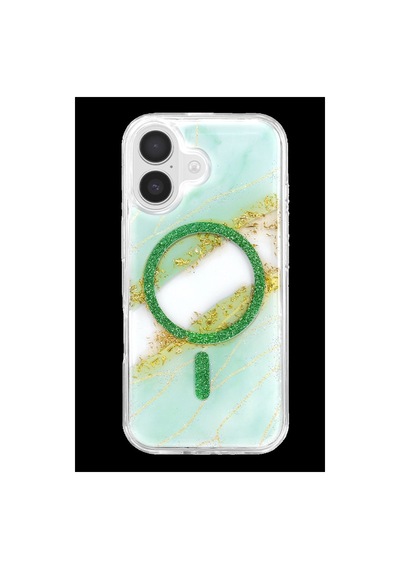 Onegif Apple İphone 17 Lotus Simli Magsafe Kapak - Yeşil