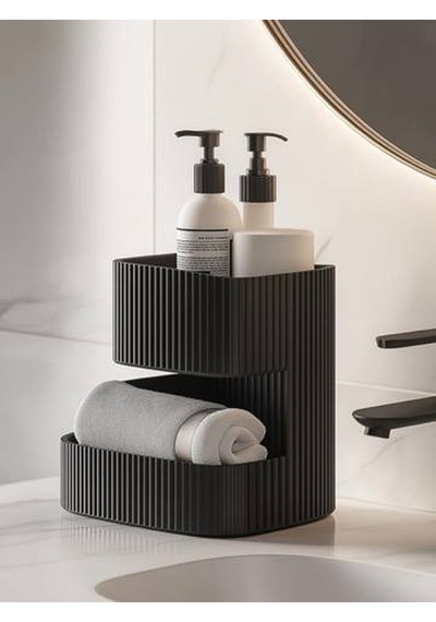 Banyo Düzenleyici 2 Katlı Siyah Organizer 118x150x145 Mm