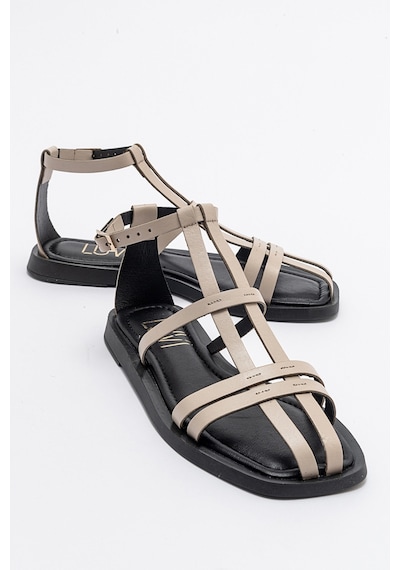 Luvishoes Odeil Bej Hakiki Deri Kadın Sandalet Bej
