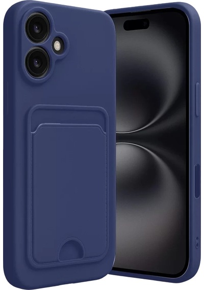 Newface Apple İphone 16 Kılıf Kelvin Kartvizitli Silikon - Lacivert