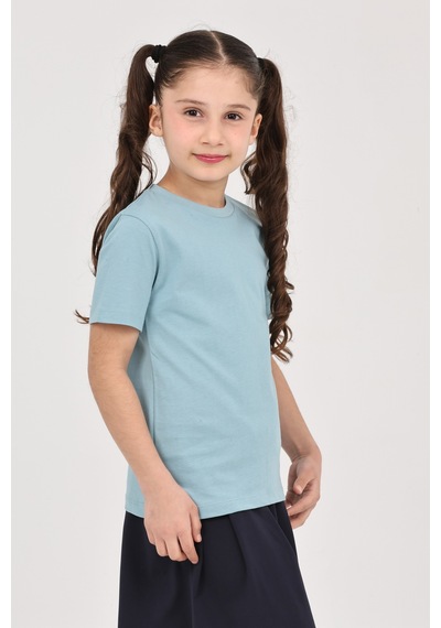 Erdem Kıds Kız Çocuk Düz Baskısız Kısa Kol Basic Casual-okul T-shirt Mint Yeşili Mint Yeşili