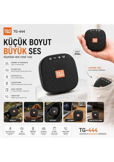 Triline Tg-444 Kablosuz Bluetooth Hoparlör Bisiklet Uyumlu Taşınabilir Outdoor Speaker Fm Radyo Usb/tf Kart Destekli