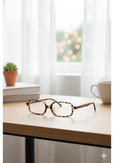 Glamy Kare Model Optik Uyumlu Mavi Işık Korumalı Gözlük Modern Çerçeveli Trend Şık Ve Modern Leopar