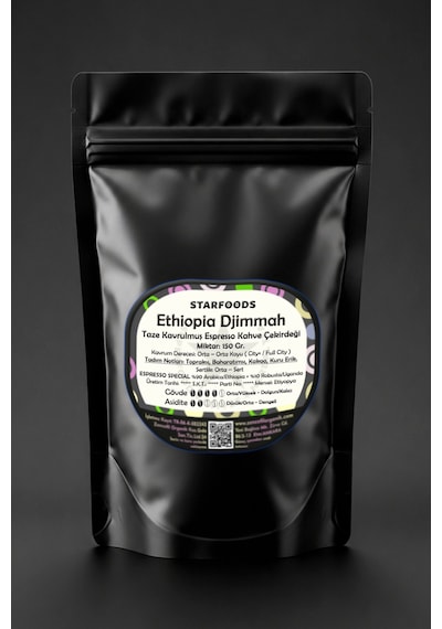 Ethiopia Djimmah Espresso Taze Kavrulmuş Nitelikli Çekirdek Kahve 150 Gr. Etiyopya %90 Arabica %10 Robusta Espresso Kahve Çekirdeği