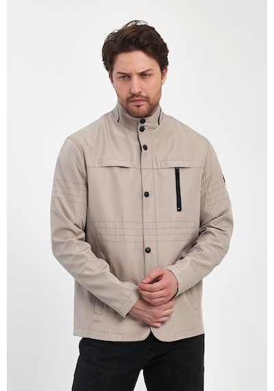 Sivaist Erkek Açık Krem Regular Uzun Mevsimlik Pamuk Polyester Karışımlı Safari Mont - Taş Rengi Taş