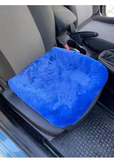 Yumuşak Tüylü Peluş Serme Oto Koltuk Koruyucu Minder Ön Tekli Mavi Cn