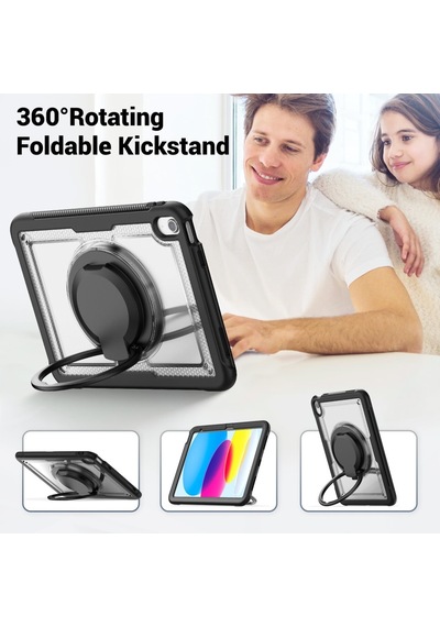 Apple Uyumlu iPad Air 11inç M4/m3/m2 2026-2024 Kılıf Askılı Silikon Handle Ring Yüzüklü Amour Tank Case