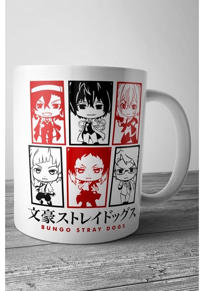 Bungou Stray Dogs Kawai Anime Baskılı Kupa Bardak Beyaz