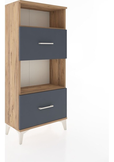 Hyperion Dolap 2 Raflı 2 Çekmeceli 60x44x134 Çam-antrasit Çam