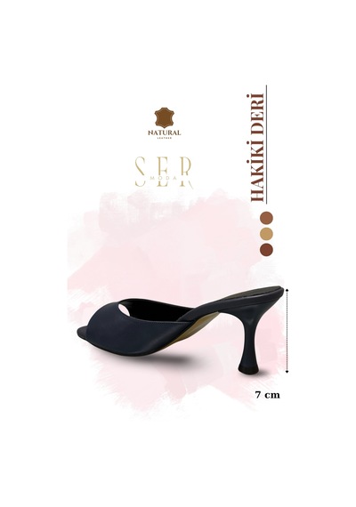Sermoda Hakiki Deri Kadın Terlik - 7 Cm Topuklu Hakiki Deri Kadın Topuklu Terlik Lacivert Sermoda Hakiki Deri Kadın Terlik - 7 Cm Topuklu Hakiki Deri Kadın Topuklu Terlik Lacivert