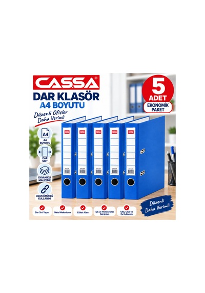 7290 Mavi Dar Klasör A4 5 Li Set